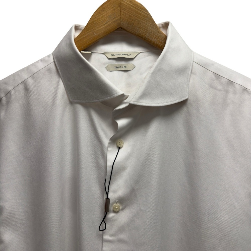 Suitsupply Men's 16/48 Extra Slim Fit White Cutaway Collar Traveller Dress Shirt